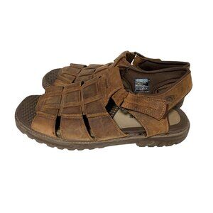 Skechers Mens Size 13 Leather Brown Sandals Fisherman Jesus 60059 F-50 Hook & Lo